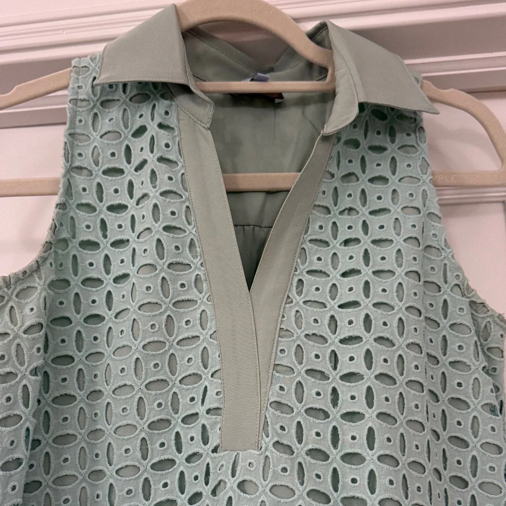 Mint Green Sleeveless Eyelet Dress - Picture 2 of 6